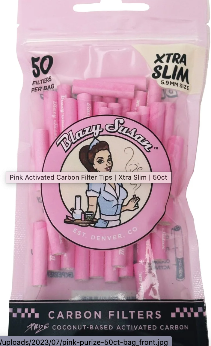 Blazy Susan  Pink Activated Carbon Filter Tips | Xtra Slim | 50ct