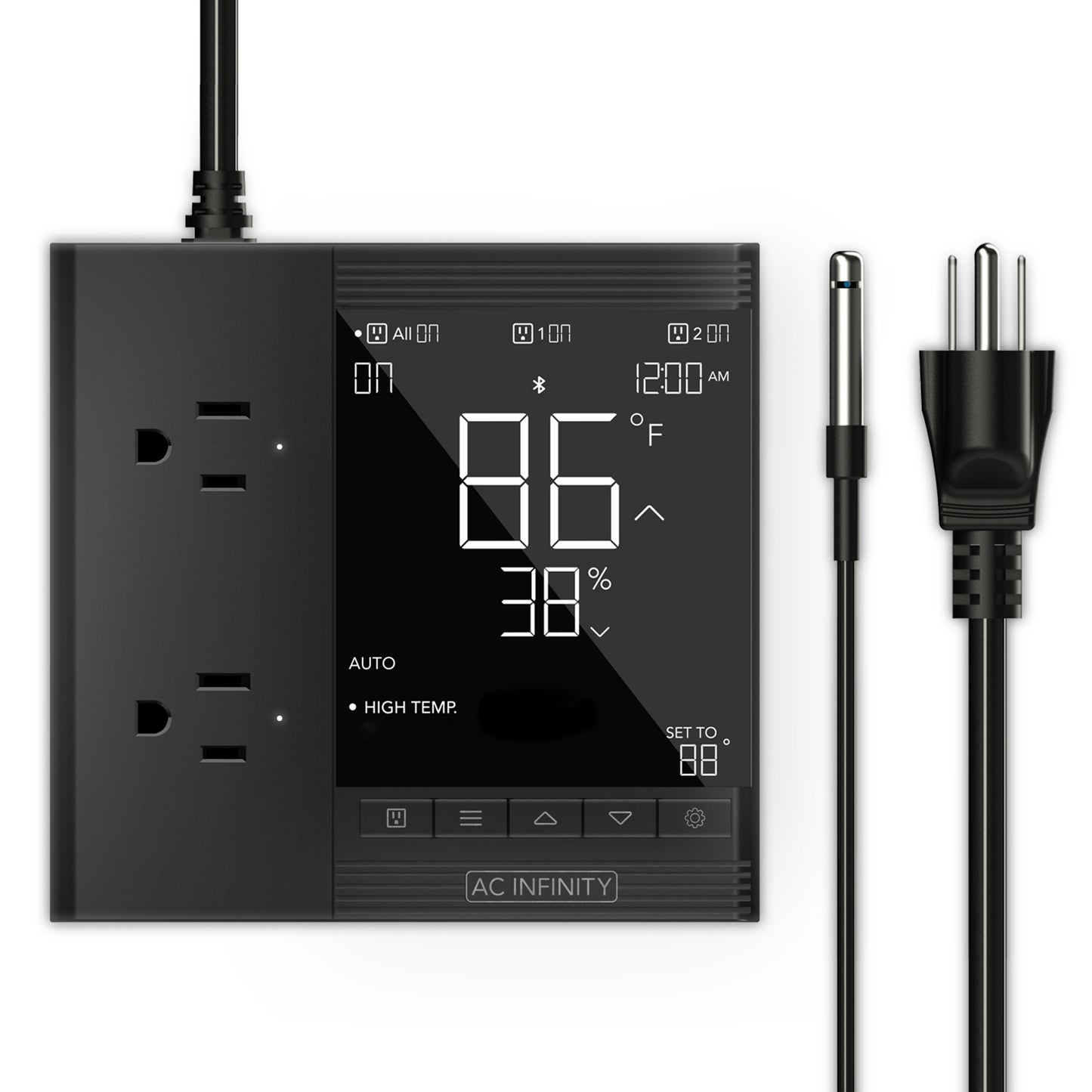 CONTROLLER 75, SMART OUTLET CONTROLLER, TEMPERATURE, HUMIDITY, SCHEDULE PROGRAMS FOR TWO DEVICES, DATA APP, BLUETOOTH