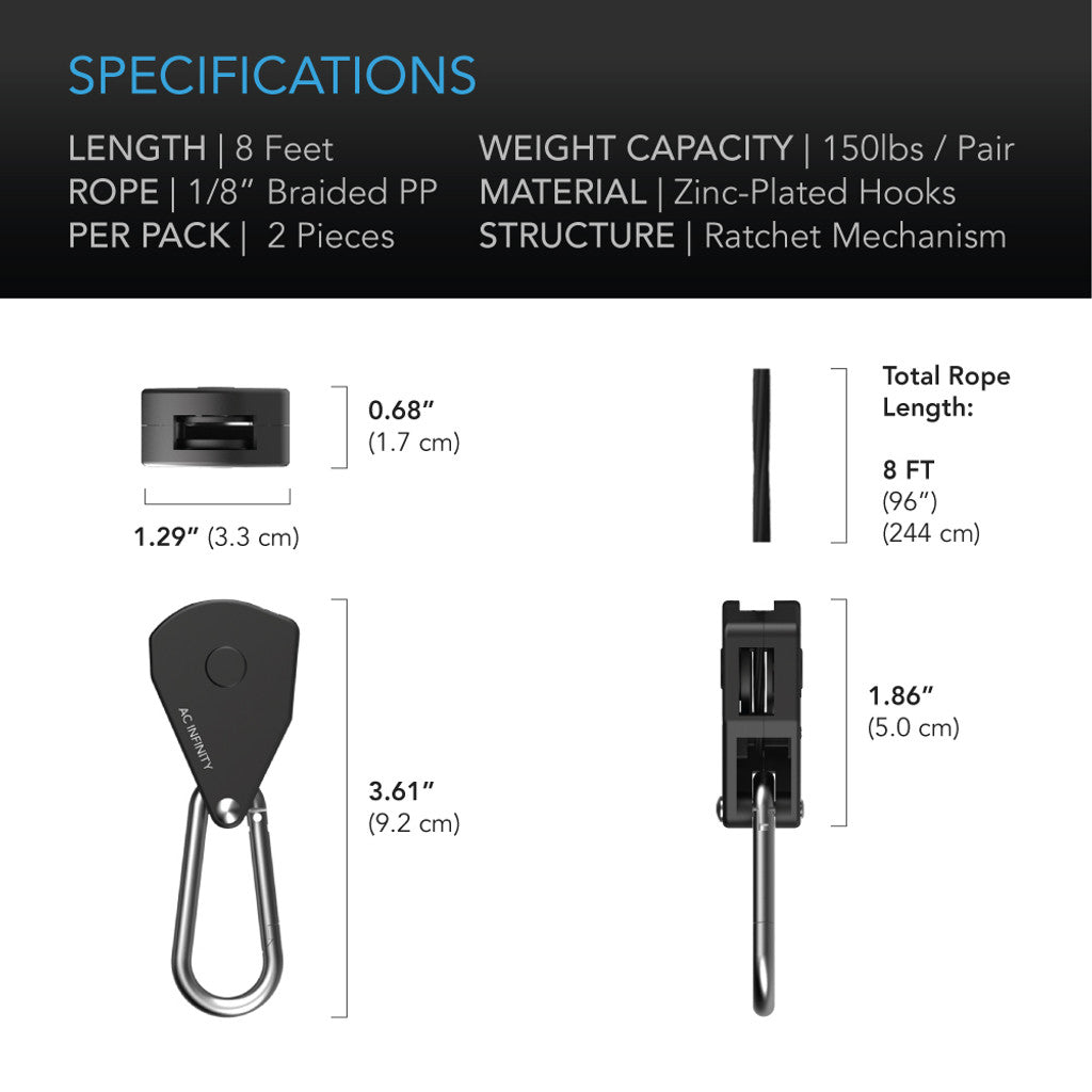 HEAVY-DUTY ADJUSTABLE ROPE CLIP HANGER, TWO PAIRS