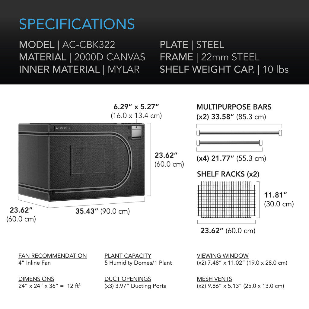 CLOUDLAB ADVANCED PROPAGATION TENT KIT CBK322 24" x 24" x 36"